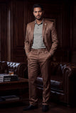 Barabas Wholesale Men's Floral Pattern Casual Dress Pants 5CP24 Golden Brown