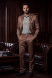 Barabas Men's Floral Pattern Casual Dress Pants 5CP24 Golden Brown
