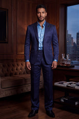 Barabas Men's Floral Pattern Casual Dress Pants 5CP24 Navy