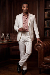 Barabas Wholesale Men's Floral Pattern Casual Dress Pants 5CP24 White