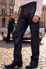Barabas Wholesale Men's Floral Pattern Casual Dress Pants 5CP24 Black