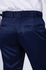 Barabas Men's Floral Pattern Casual Dress Pants 5CP24 Navy