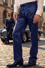 Barabas Wholesale Men's Floral Pattern Casual Dress Pants 5CP24 Navy