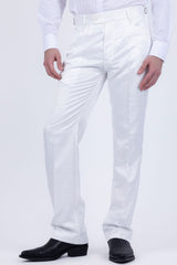 Barabas Men's Floral Pattern Casual Dress Pants 5CP24 White
