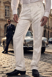 Barabas Men's Floral Pattern Casual Dress Pants 5CP24 White