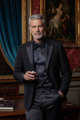 Barabas Wholesale Men's Rhinestones Beaded Design Peak Lapel Blazer 5EBL01 Black