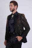Barabas Wholesale Men's Rhinestones Beaded Design Peak Lapel Blazer 5EBL01 Black Gold