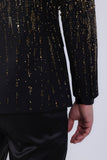 Barabas Wholesale Men's Rhinestones Beaded Design Peak Lapel Blazer 5EBL01 Black Gold