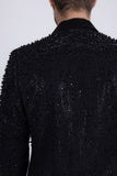Barabas Wholesale Men's Rhinestones Beaded Design Peak Lapel Blazer 5EBL01 Black