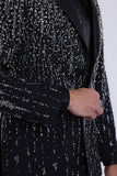 Barabas Wholesale Men's Rhinestones Beaded Design Peak Lapel Blazer 5EBL01 Black Silver