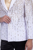 Barabas Wholesale Men's Rhinestones Beaded Design Peak Lapel Blazer 5EBL01 White Gold