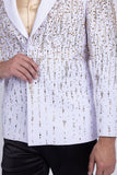 Barabas Wholesale Men's Rhinestones Beaded Design Peak Lapel Blazer 5EBL01 White Gold