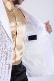 Barabas Wholesale Men's Rhinestones Beaded Design Peak Lapel Blazer 5EBL01 White Gold