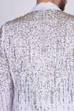 Barabas Wholesale Men's Rhinestones Beaded Design Peak Lapel Blazer 5EBL01 White Gold