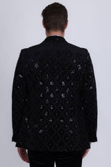 Barabas Wholesale Men's Rhinestones Studs Notch Lapel Casual Blazer 5EBL21 Black