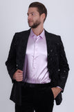 Barabas Men's Rhinestones Studs Notch Lapel Casual Blazer 5EBL21 Black