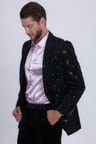 Barabas Men's Rhinestones Studs Notch Lapel Casual Blazer 5EBL21 Black