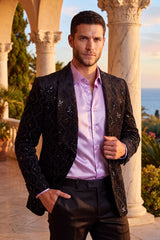 Barabas Wholesale Men's Rhinestones Studs Notch Lapel Casual Blazer 5EBL21 Black