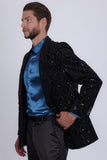 Barabas Wholesale Men's Rhinestones Studs Notch Lapel Casual Blazer 5EBL21 Black
