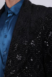 Barabas Wholesale Men's Rhinestones Studs Notch Lapel Casual Blazer 5EBL21 Black
