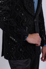 Barabas Wholesale Men's Rhinestones Studs Notch Lapel Casual Blazer 5EBL21 Black