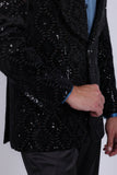 Barabas Wholesale Men's Rhinestones Studs Notch Lapel Casual Blazer 5EBL21 Black