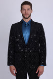 Barabas Men's Rhinestones Studs Notch Lapel Casual Blazer 5EBL21 Black