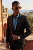 Barabas Wholesale Men's Rhinestones Studs Notch Lapel Casual Blazer 5EBL21 Black
