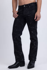 Barabas Men's Rhinestone Casual Denim Stretch Jeans 5ED01 Black