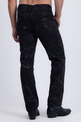 Barabas Men's Rhinestone Casual Denim Stretch Jeans 5ED01 Black