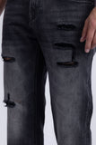 Barabas Men's Ripped Washed Rhinestone Casual Stretch Jeans 5ED03 Black