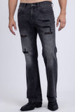 Barabas Men's Ripped Washed Rhinestone Casual Stretch Jeans 5ED03 Black