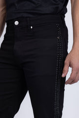 Barabas Men's Studded Stretchable Denim Solid Color Jeans 5ED04 Black