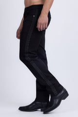 Barabas Wholesale Men's Studded Stretchable Denim Solid Color Jeans 5ED04 Black