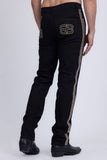 Barabas Wholesale Men's Studded Stretchable Denim Solid Color Jeans 5ED04 Black Gold