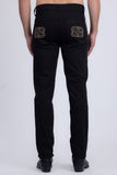 Barabas Men's Studded Stretchable Denim Solid Color Jeans 5ED04 Black Gold
