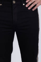 Barabas Wholesale Men's Studded Stretchable Denim Solid Color Jeans 5ED04 Black