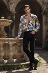 Barabas Wholesale Men's Studded Stretchable Denim Solid Color Jeans 5ED04 Black Gold