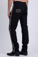Barabas Wholesale Men's Studded Stretchable Denim Solid Color Jeans 5ED04 Black