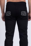 Barabas Men's Studded Stretchable Denim Solid Color Jeans 5ED04 Black SIlver
