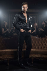 Barabas Wholesale Men's Studded Stretchable Denim Solid Color Jeans 5ED04 Black Silver