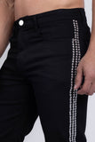 Barabas Wholesale Men's Studded Stretchable Denim Solid Color Jeans 5ED04 Black SIlver