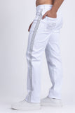 Barabas Wholesale Men's Studded Stretchable Denim Solid Color Jeans 5ED04 White Silver