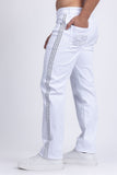 Barabas Men's Studded Stretchable Denim Solid Color Jeans 5ED04 White Silver