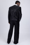 Barabas Wholesale Men's Rhinestone Striped Pearls Sequins Suit 5ESU01 Black