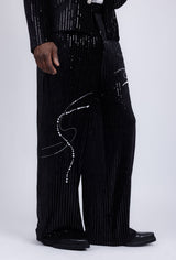 Barabas Wholesale Men's Rhinestone Abstract Pattern Pearls Sequins Suit 5ESU01 Black 