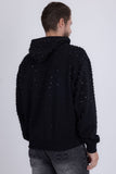 Barabas Men's Hooded Rhinestone Stretch Cardigan Sweater 5HD01 Black 