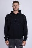Barabas Wholesale Men's Hooded Rhinestone Stretch Cardigan Sweater 5HD01 Black 