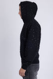 Barabas Wholesale Men's Hooded Rhinestone Stretch Cardigan Sweater 5HD01 Black 