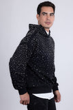 Barabas Wholesale Men's Hooded Rhinestone Stretch Cardigan Sweater 5HD01 Black Silver